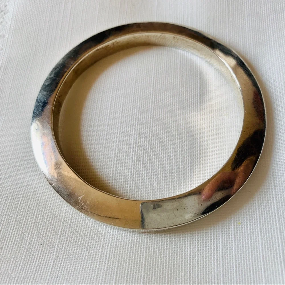 Mexico Sterling Silver 925 Bangle Bracelet TS-134 Minimalist Handcrafted